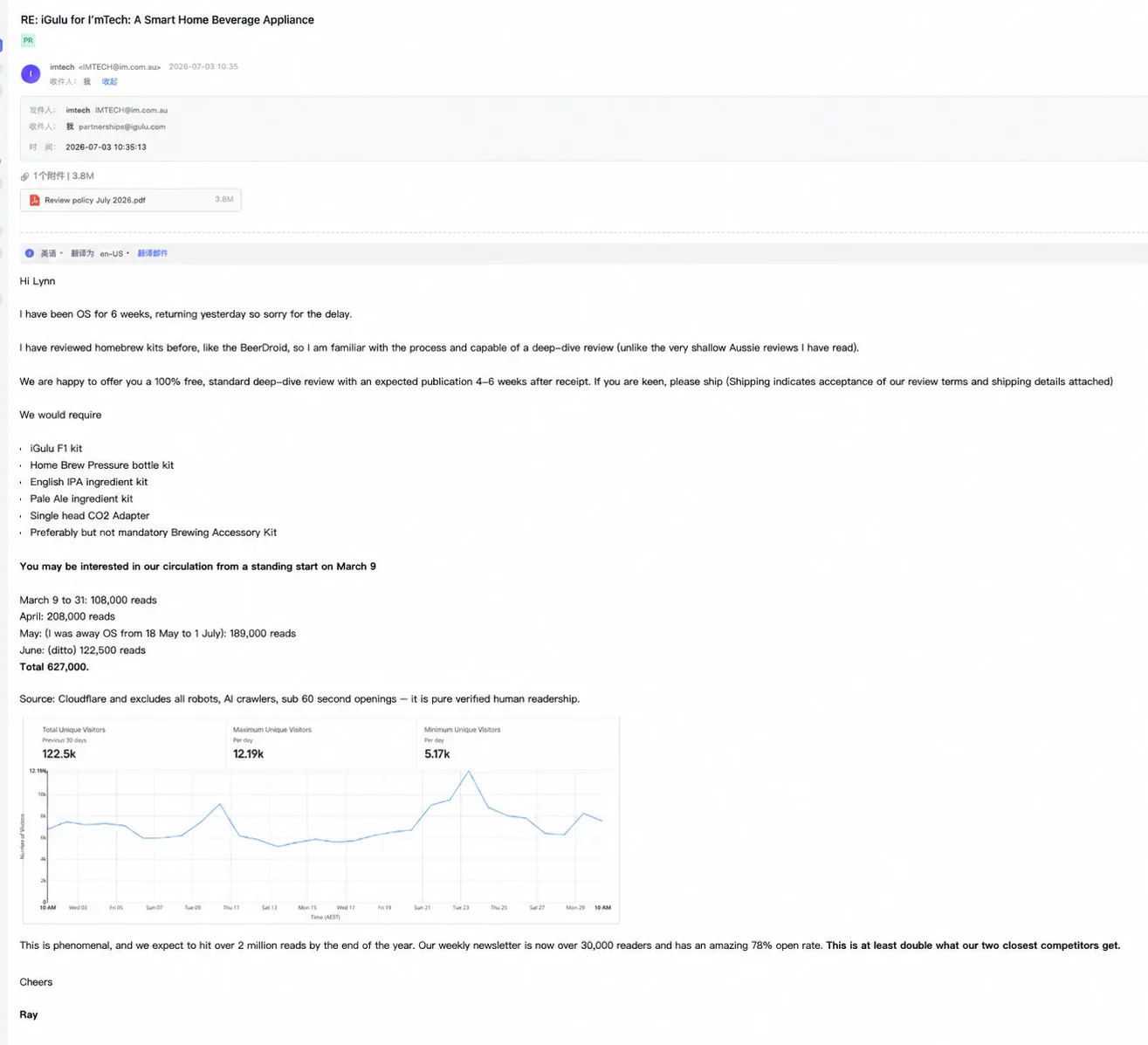 Selected positive media response