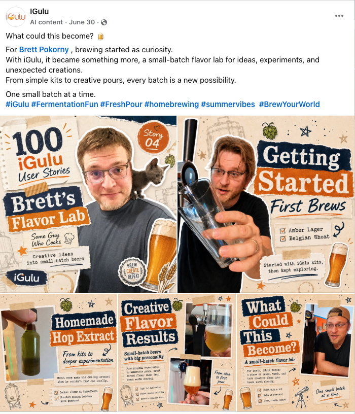 Brett Facebook user story post