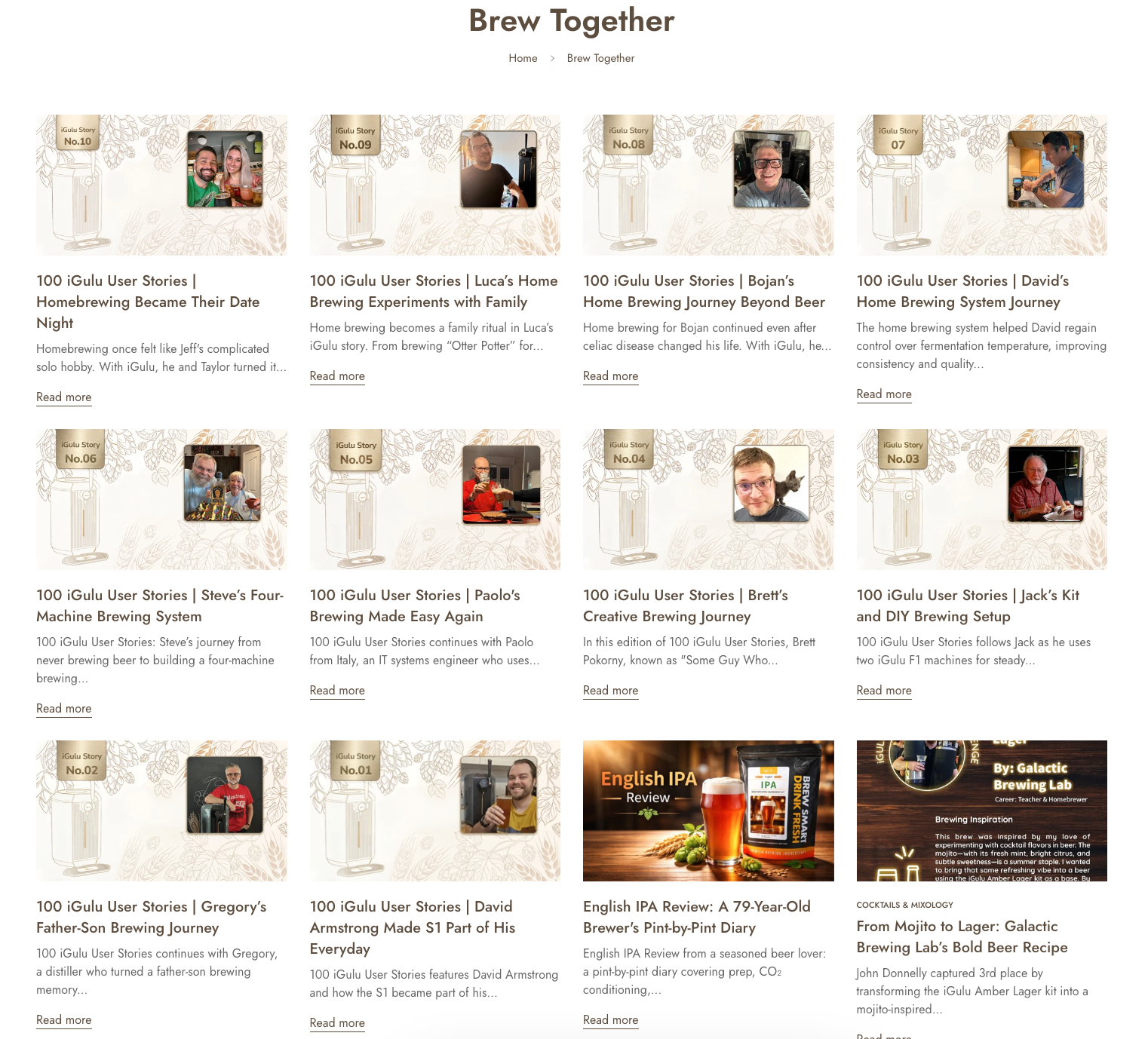 Brew Together user story library overview