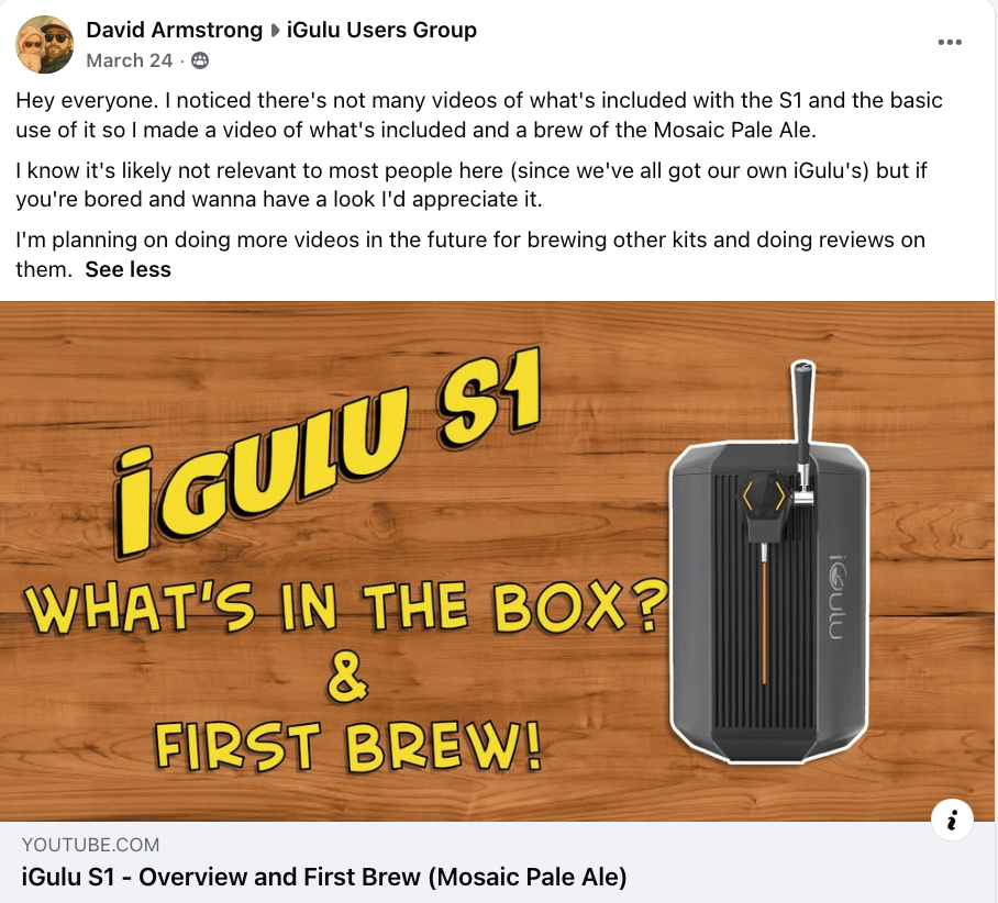 User-created S1 overview and first brew video