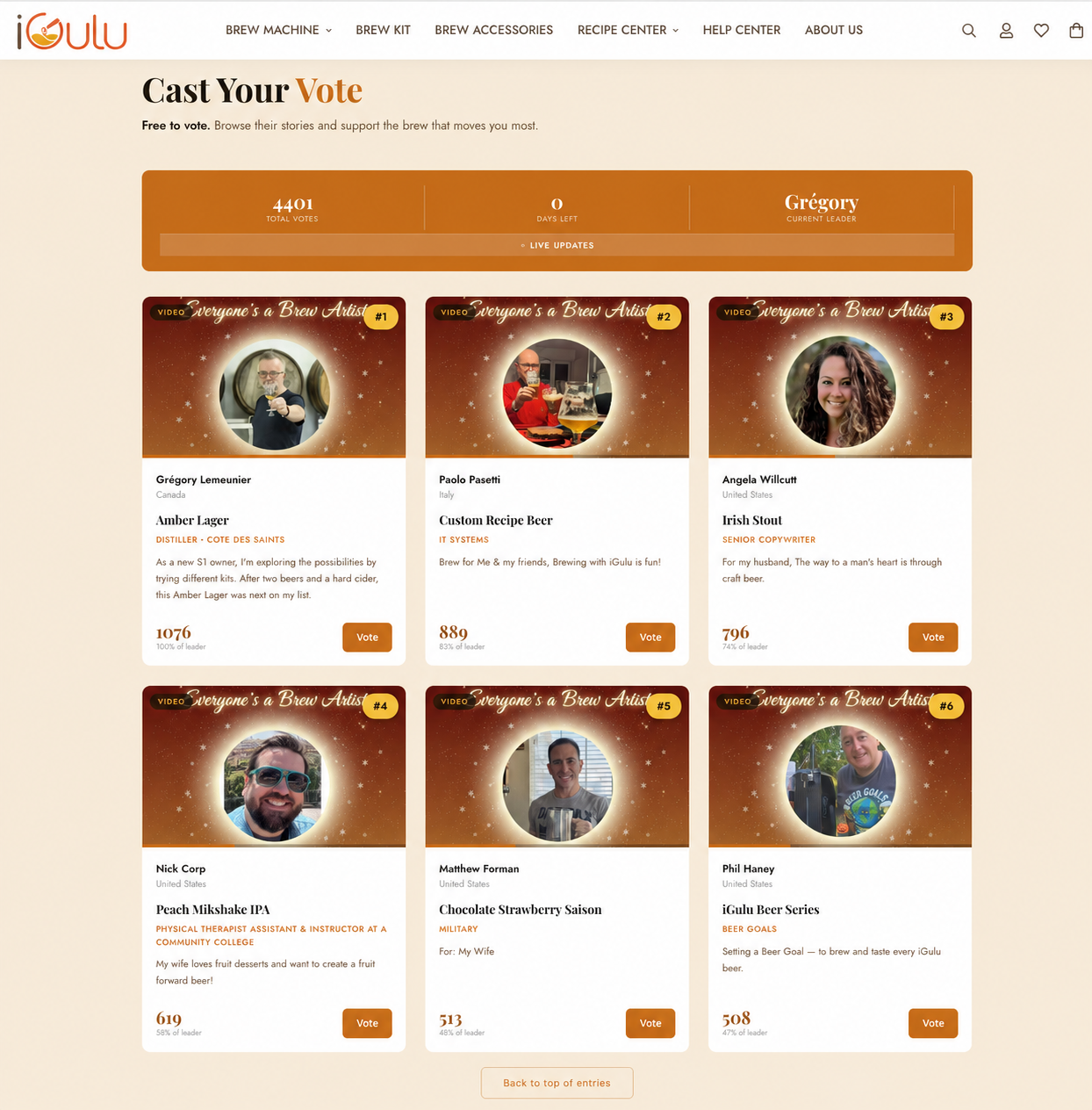 Edition 2 Brew Challenge voting website