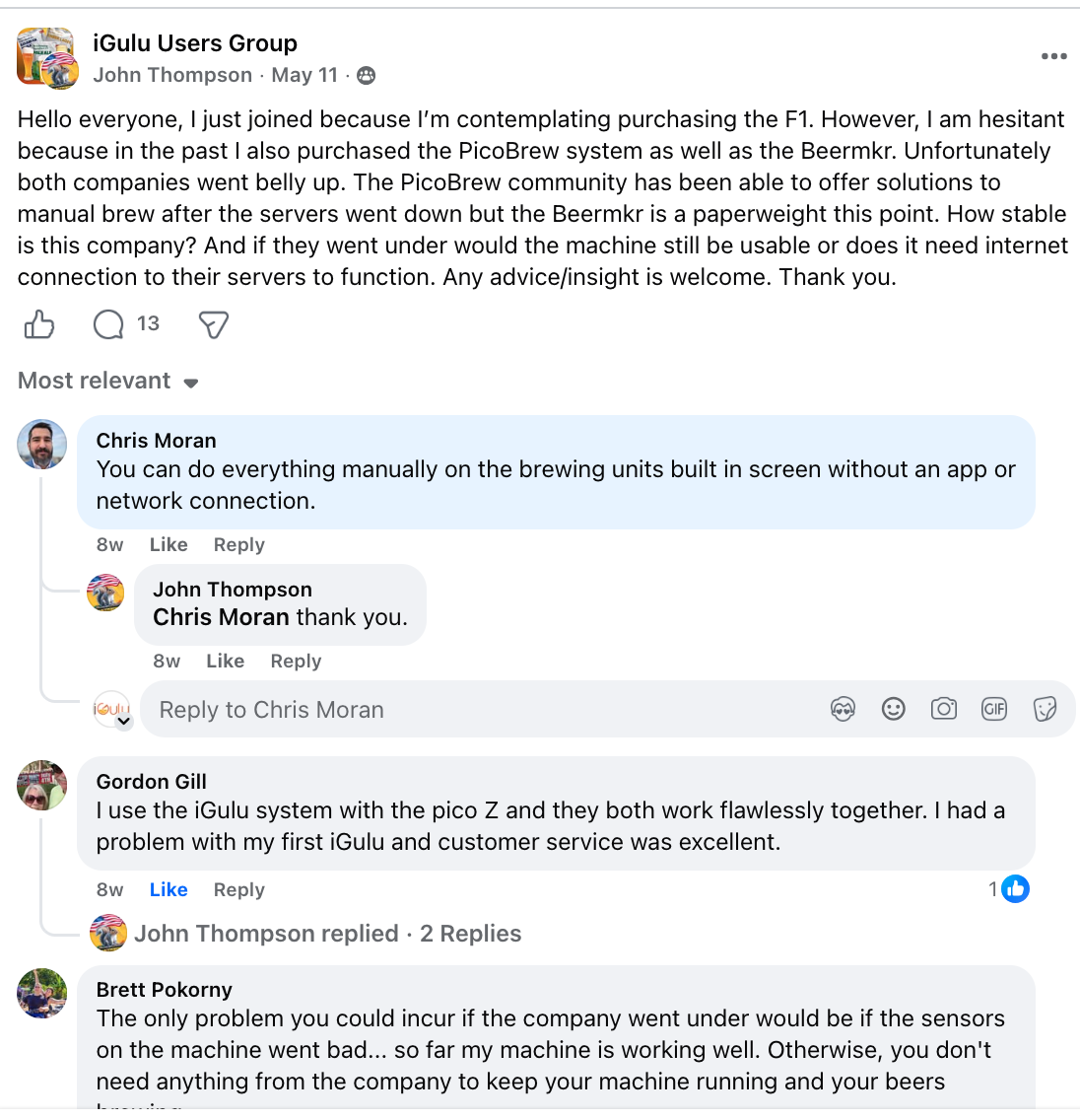 Peer purchase reassurance in the iGulu Users Group